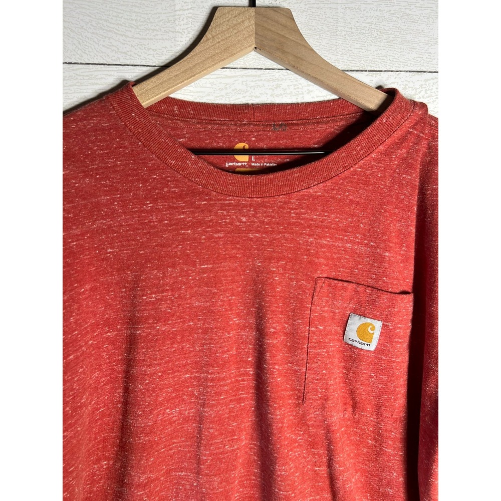 Carhartt Large K87 Mens Original Fit Pocket Red Heather Short Sleeve T Shirt - Picture 2 of 10